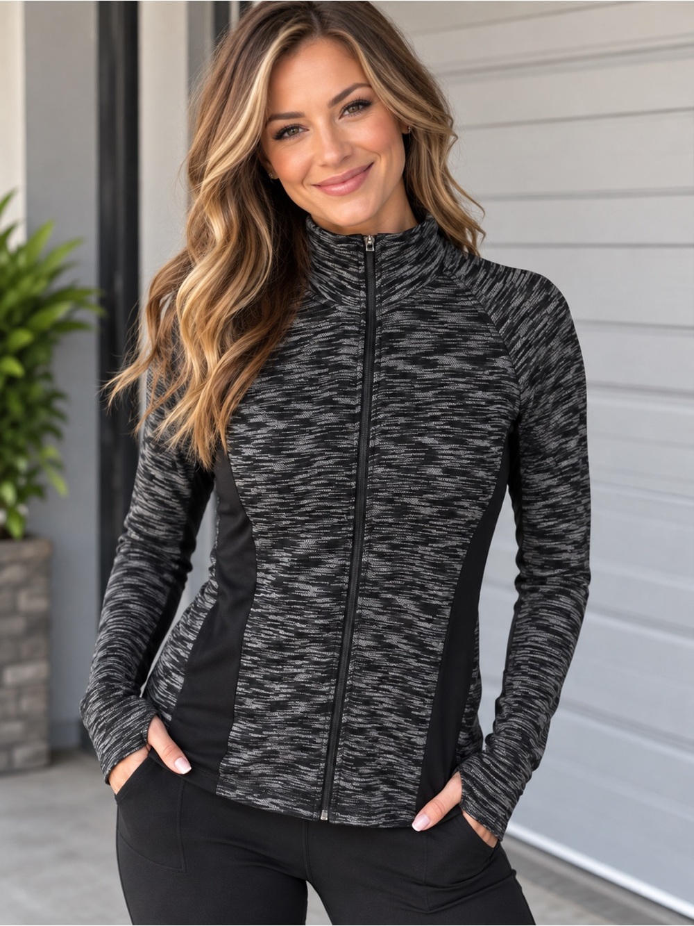 tek gear Black Heather Full-Zip Utility Jacket